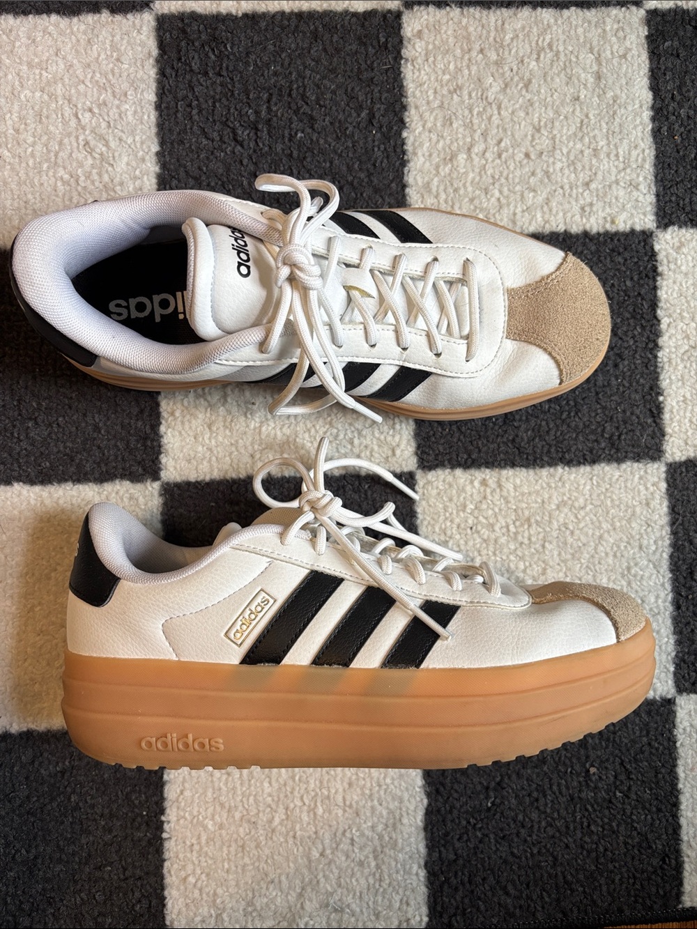adidas White Black and Tan Platform Sneakers Women’s 8.5 - Picture 2 of 10
